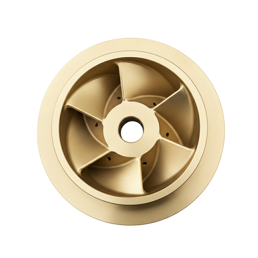 ใบพัดปั๊มน้ำทองเหลือง Impeller ขนาดเส้นผ่าศูนย์กลาง 355 mm. หนา 141 mm. จำนวน 6 ใบพัด