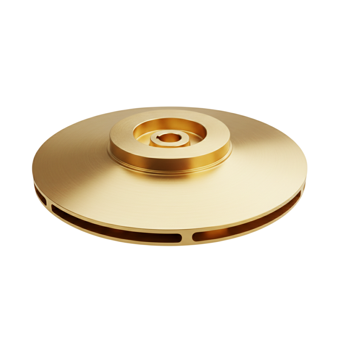 ใบพัดปั๊มน้ำทองเหลือง Impeller ขนาดเส้นผ่าศูนย์กลาง 332 mm. หนา 114 mm. จำนวน 7 ใบพัด.