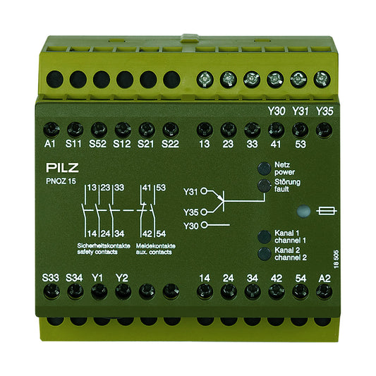 Safety Relays PILZ เซฟตี้ รีเลย์ PNOZ 15 24VDC 3n/o 1n/o 1n/c code 774050
