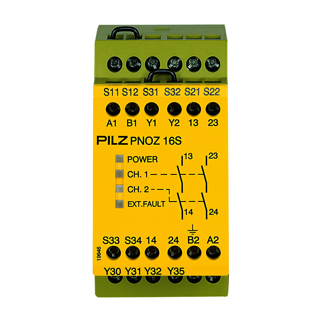 Safety Relays PILZ เซฟตี้ รีเลย์ PNOZ 16S 110VAC 24VDC 2n/o 2so code 774073