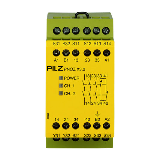 Safety Relays PILZ เซฟตี้ รีเลย์ PNOZ X3.2 230VAC 24VDC 3n/o 1n/c 1so code 774309