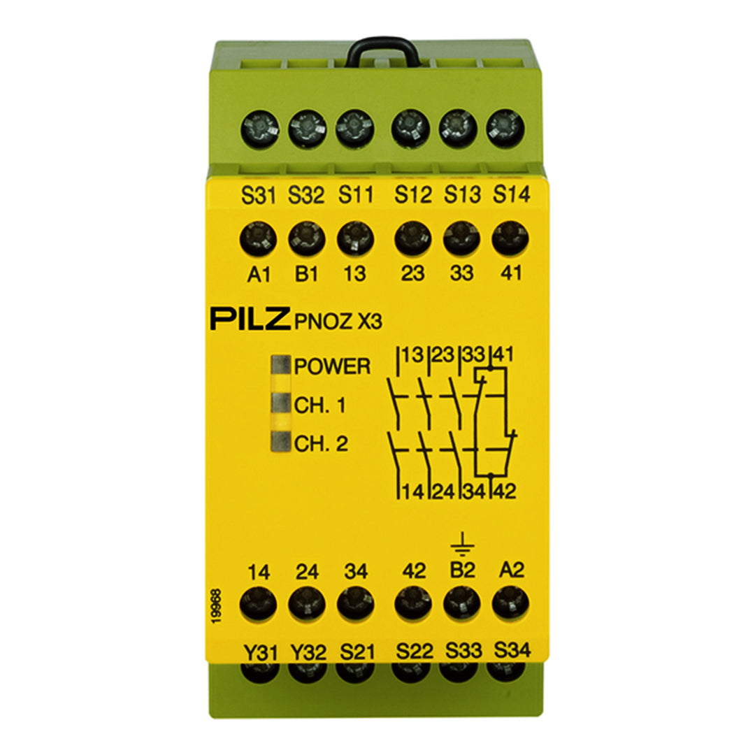 Safety Relays PILZ เซฟตี้ รีเลย์ PNOZ X3 110VAC 24VDC 3n/o 1n/c 1so code 774314