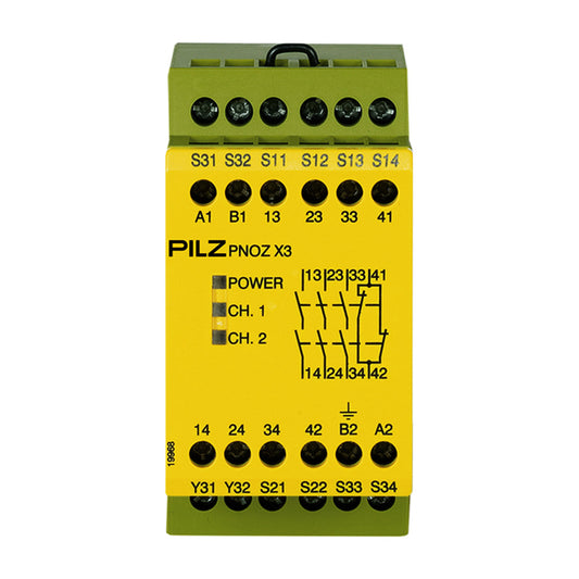 Safety Relays PILZ เซฟตี้ รีเลย์ PNOZ X3 240VAC 24VDC 3n/o 1n/c 1so code 774319