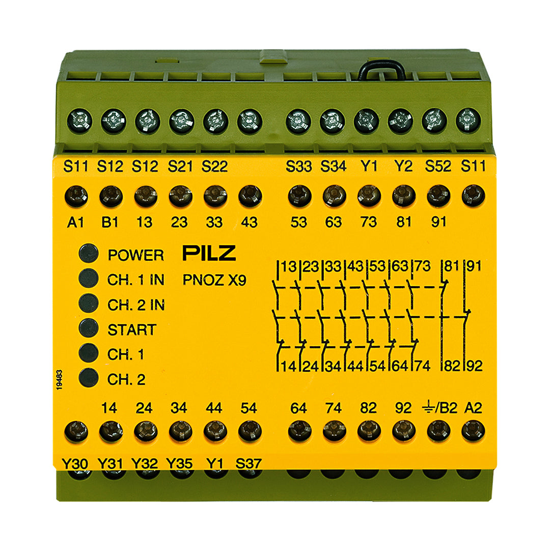 Safety Relays PILZ เซฟตี้ รีเลย์ PNOZ X9 100-120VAC 24VDC 7n/o 2n/c 2so code 774605