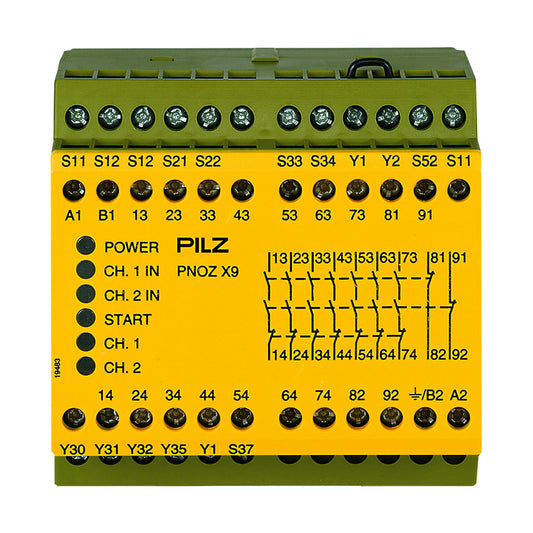 Safety Relays PILZ เซฟตี้ รีเลย์ PNOZ X9 100-120VAC 24VDC 7n/o 2n/c 2so code 774605