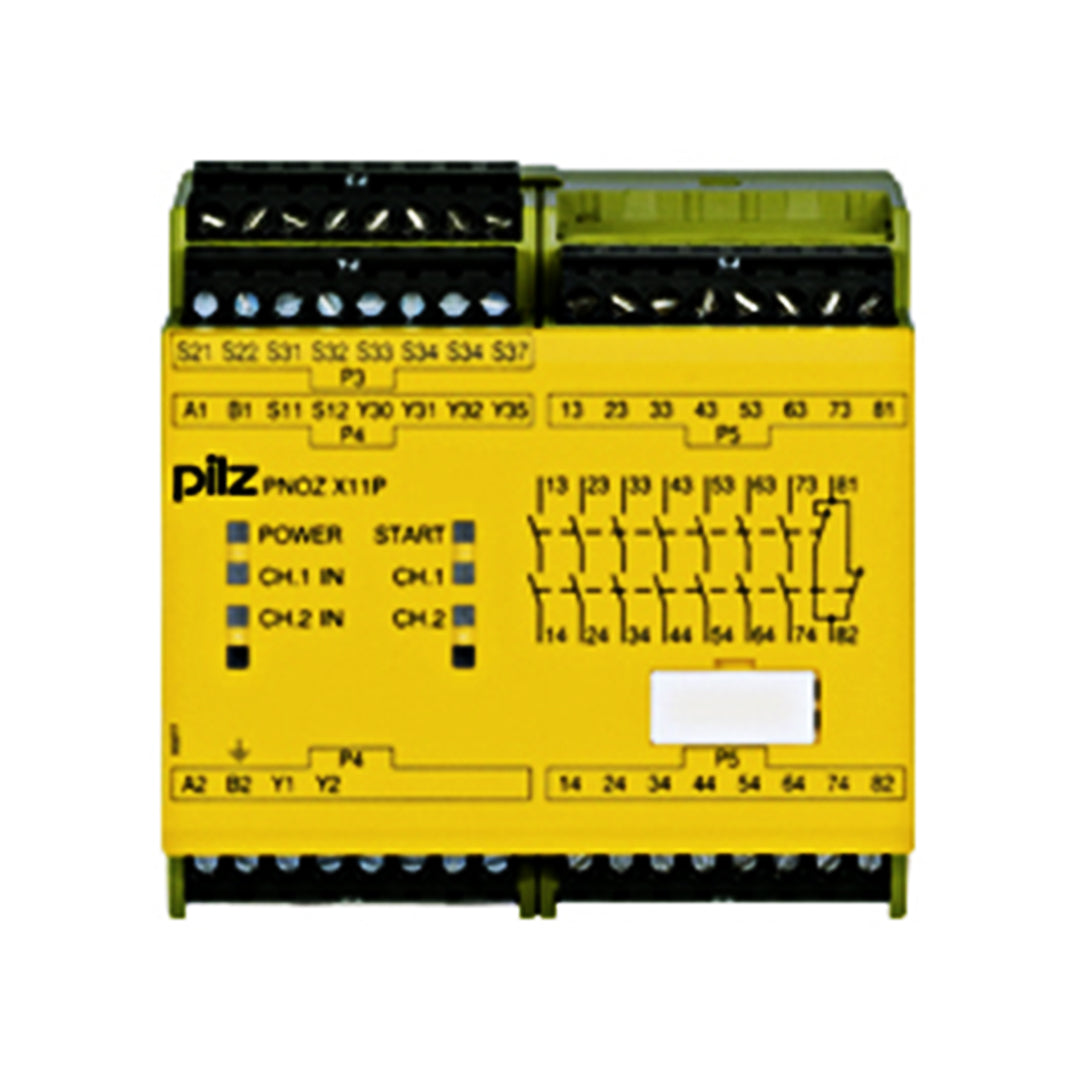 Safety Relays PILZ เซฟตี้ รีเลย์ PNOZ X11P 230-240VAC 24VDC 7n/o 1n/c 2so code 777086