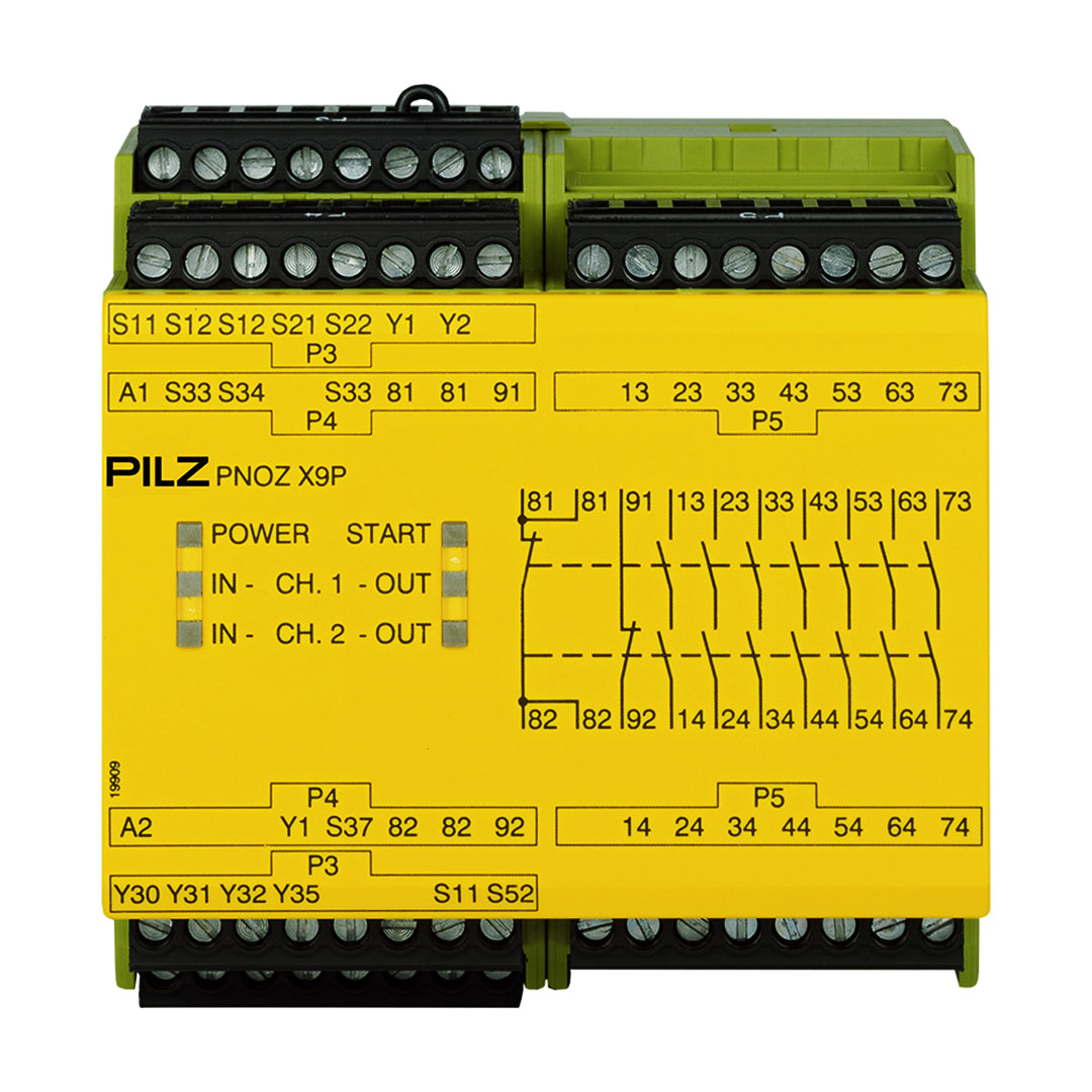 Safety Relays PILZ เซฟตี้ รีเลย์ PNOZ X9P 24VDC 7n/o 2n/c 2so code 777609