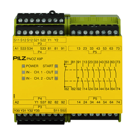 Safety Relays PILZ เซฟตี้ รีเลย์ PNOZ X9P 24VDC 7n/o 2n/c 2so code 777609