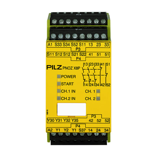 Safety Relays PILZ เซฟตี้ รีเลย์ PNOZ X8P 24 VDC 3n/o 2n/c 2so code 777760