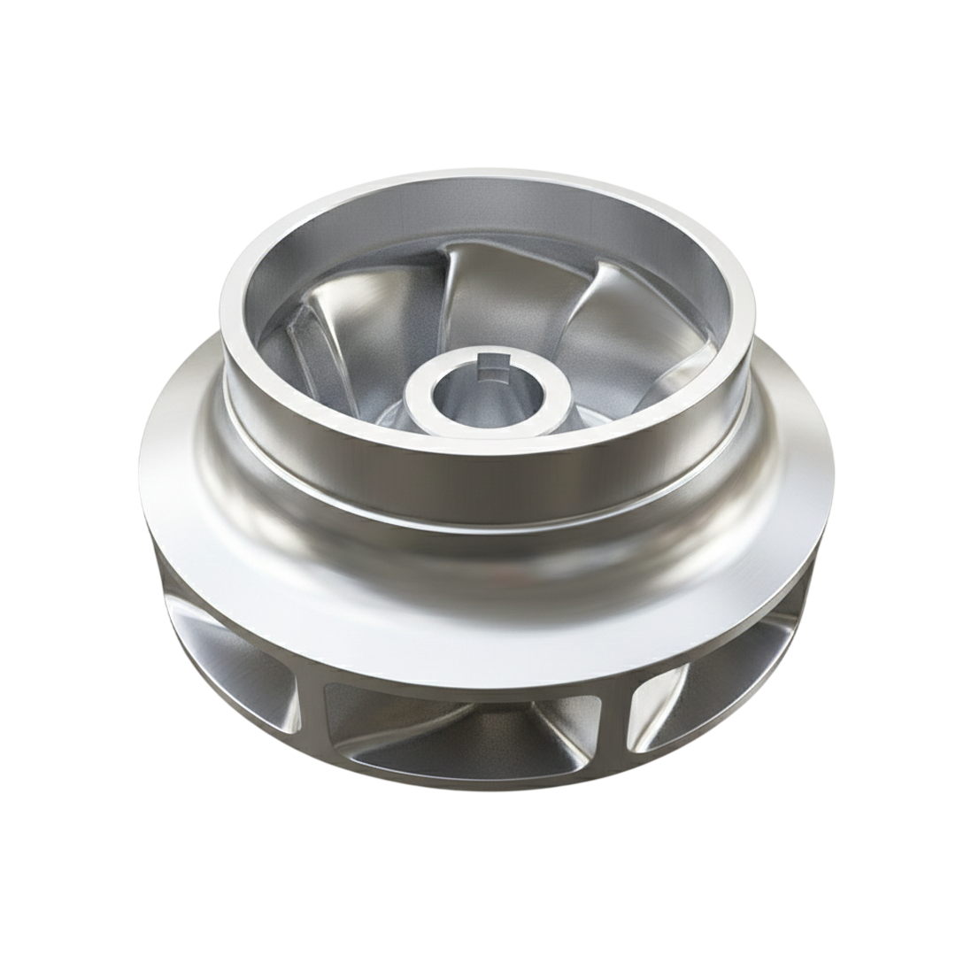 ใบพัดปั๊มน้ำสแตนเลส Impeller ขนาดเส้นผ่าศูนย์กลาง 194.5 mm. หนา 108 mm. จำนวน 8 ใบพัด
