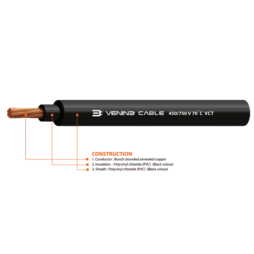 สายไฟ VENINE รุ่น 450/750 V 70˚C VCT พื้นที่หน้าตัด 16 ประเภทของตัวนำ 5