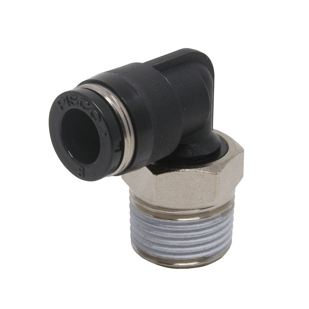 ข้องอ90°เกลียวนอก Fitting Pisco PL6-01 ขนาดเกลียว R1/8 – North Power