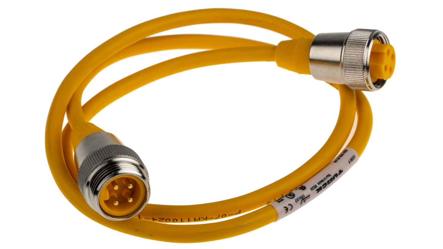 Turck Straight Male 4 way 7/8 in Circular to Straight Female 4 way 7/8 in Circular Sensor Actuator Cable รหัส RSM RKM 40-1.0M