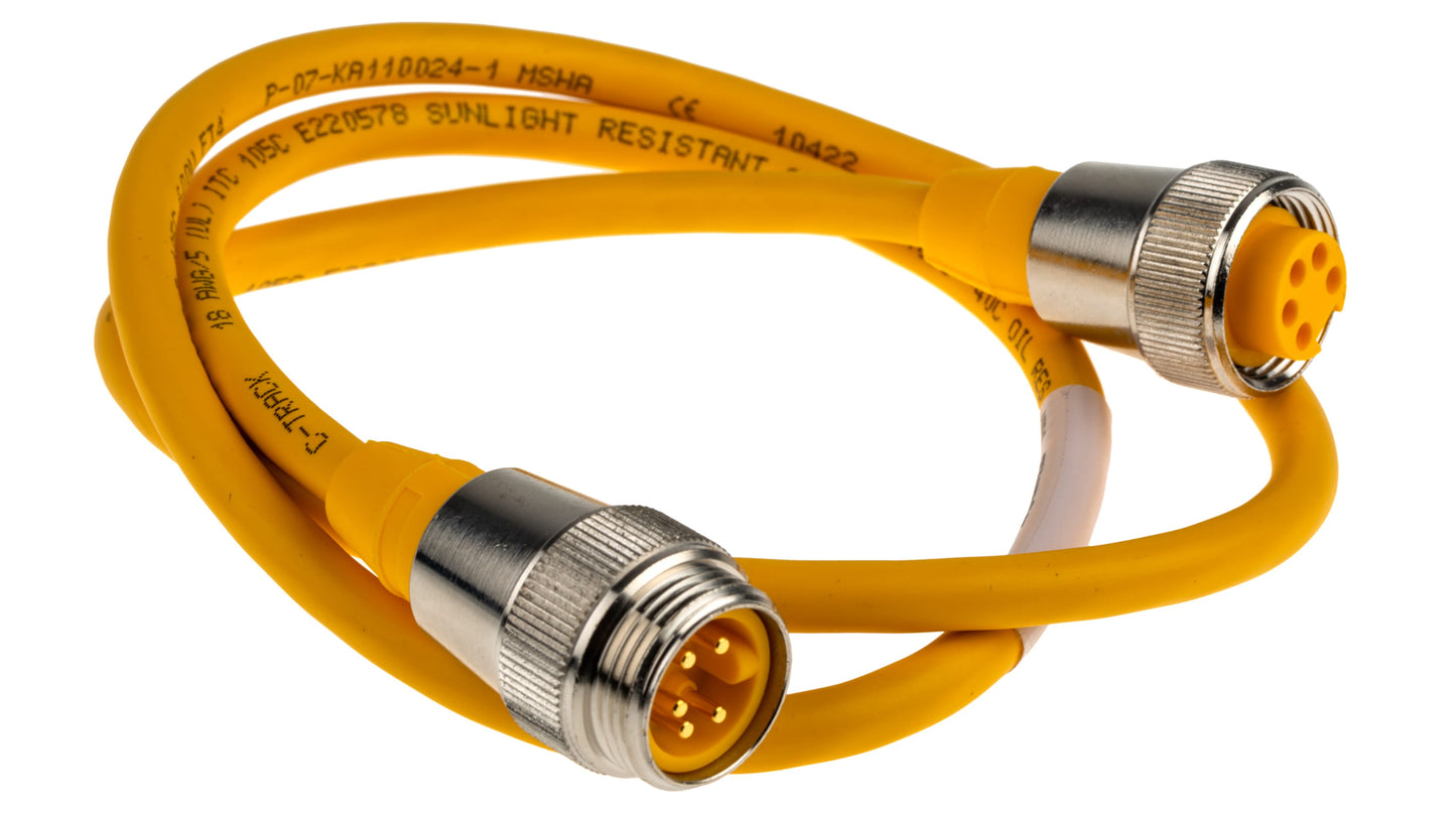 Turck Straight Male 5 way 7/8 in Circular to Straight Female 5 way 7/8 in Circular Sensor Actuator Cable รหัส RSM RKM 50-1M