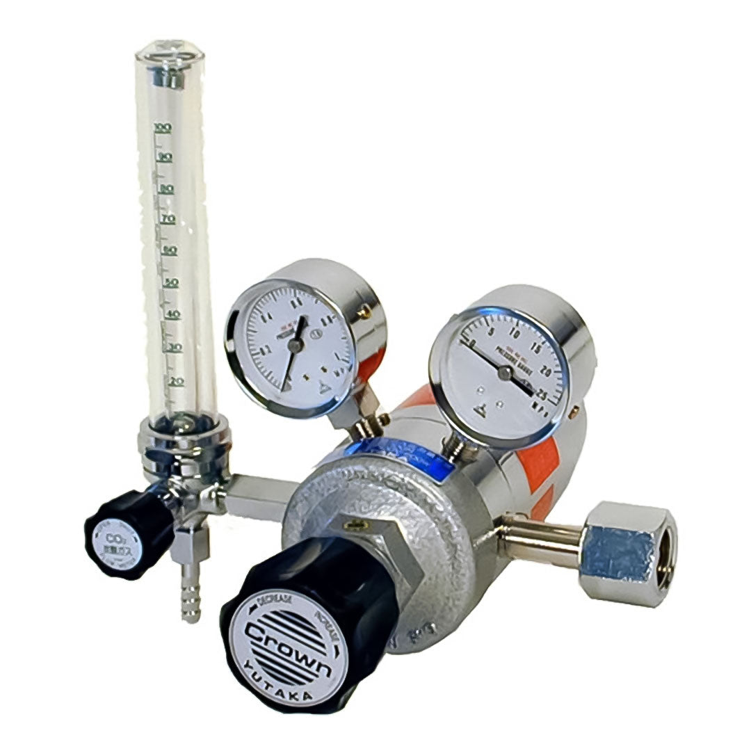 Pressure Regulator  Yutaka Crown  ตัวควบคุมแรงดัน  ซีรีส์  FCR-100N สำหรับก๊าซคาร์บอนไดออกไซด์ พร้อมฮีทเตอร์ในตัวและมาตรวัดการไหล รหัสสินค้า FCR-100N