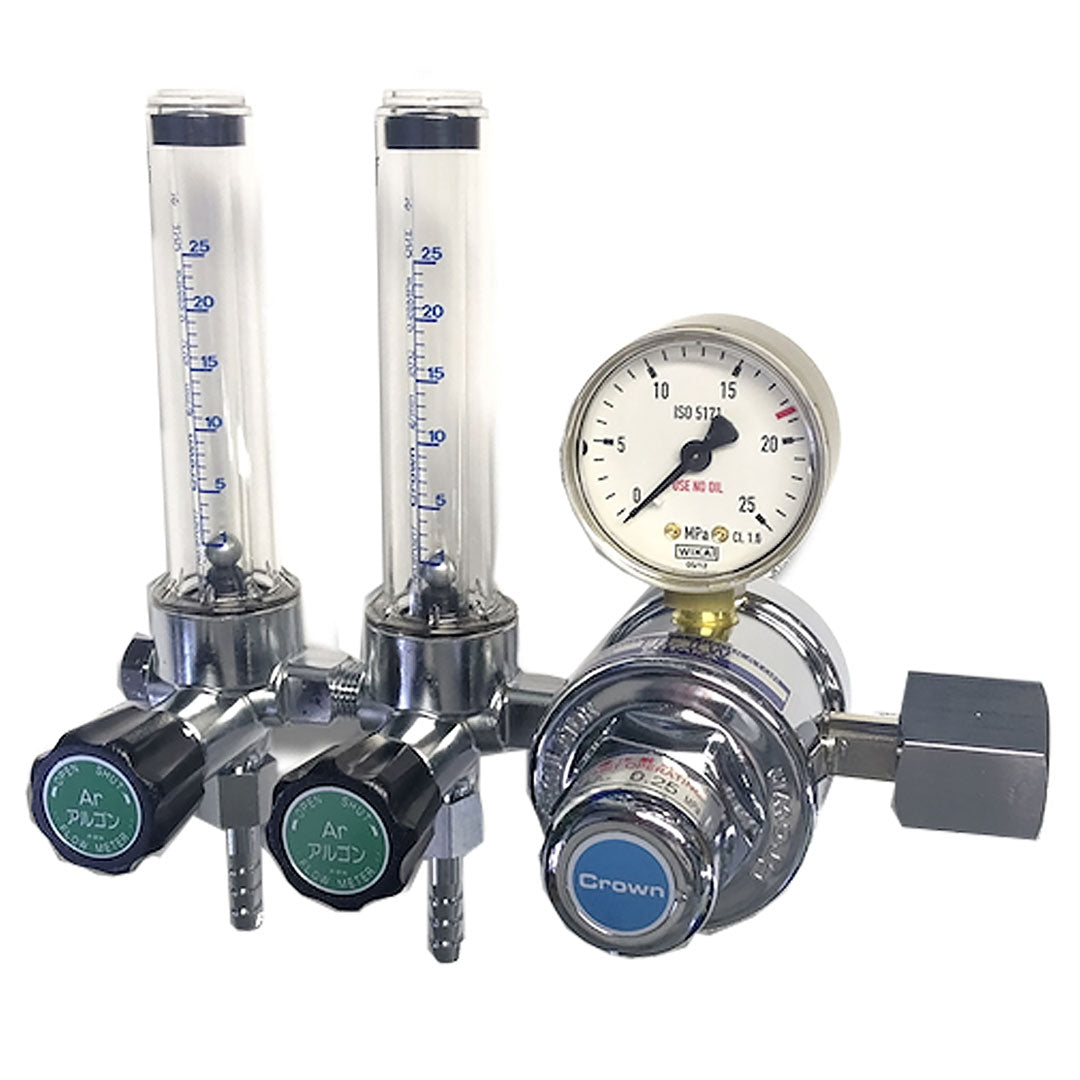 Pressure Regulator  Yutaka Crown   ตัวควบคุมแรงดันสองชั้น  ซีรีส์   FR-2W พร้อมมาตรวัดการไหลคู่สำหรับอาร์กอน รหัสสินค้า FR-2W AR-25L/MIN