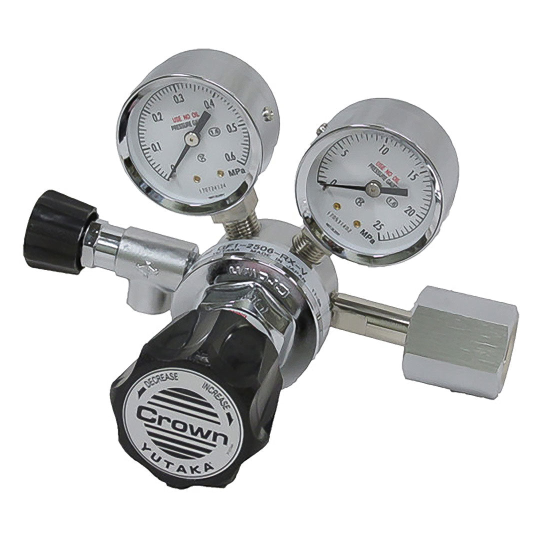 Pressure Regulator  Yutaka Crown เครื่องปรับแรงดันที่แม่นยำขั้นตอนเดียวพร้อมวาล์วทองเหลืองสำหรับอาร์กอน รหัสสินค้า GF1-2516-RX-V AR