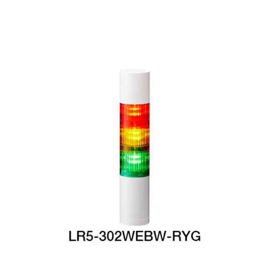 Warning Light ไฟสัญญาณเตือน Patlite LR5-LAN code LR5-302WEBW-RYG