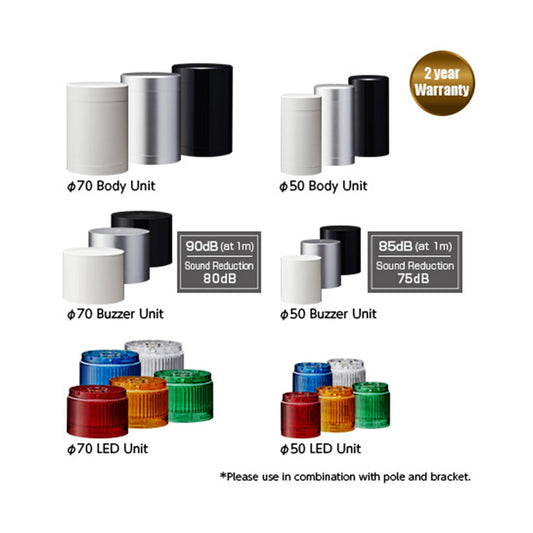 Warning Light ไฟสัญญาณเตือน Patlite LR5/LR7 เทอร์มิเนลที่ไม่มีสกรู code LR5-LR7T