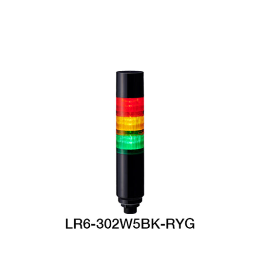 Warning Light ไฟสัญญาณเตือน Patlite LR6 ซีรีส์ (M12 คอนเนคเตอร์) code LR6-302W5BK-RYG
