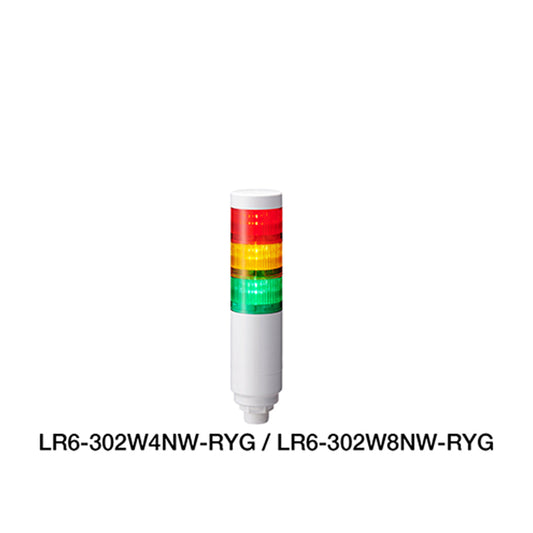 Warning Light ไฟสัญญาณเตือน Patlite LR6 ซีรีส์ (M12 คอนเนคเตอร์) code LR6-302W8NW-RYG