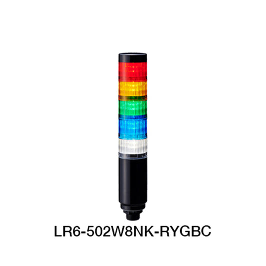 Warning Light ไฟสัญญาณเตือน Patlite LR6 ซีรีส์ (M12 คอนเนคเตอร์) code LR6-502W8NK-RYGBC