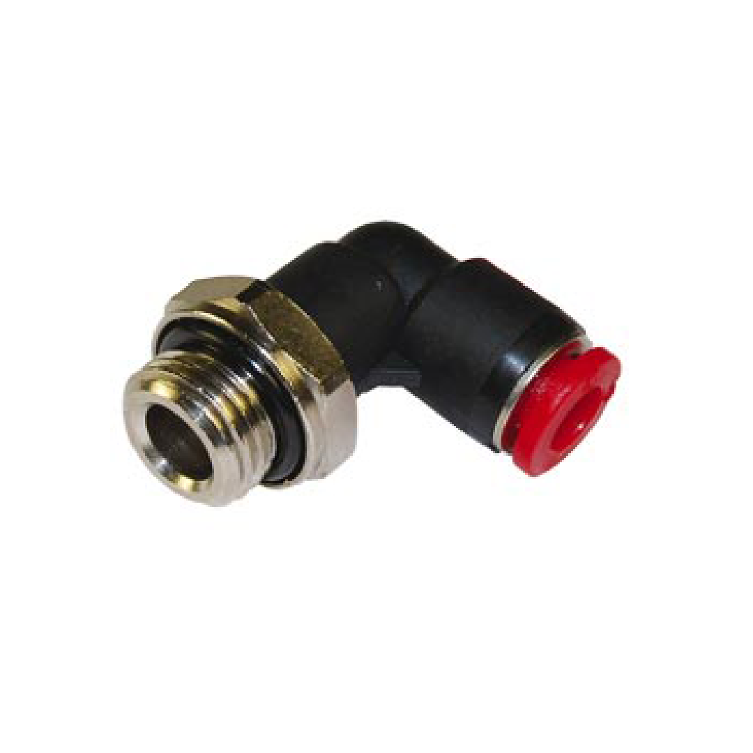 Norgren C02470405 ข้อต่อสวมเร็วแบบกด C อะแดปเตอร์ ข้อต่องอหมุน 90° 4 มม. M5