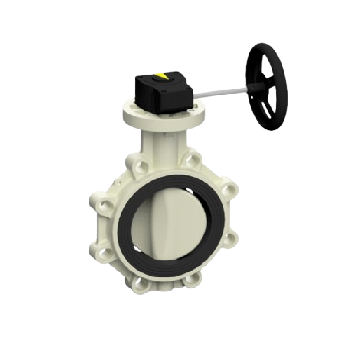 Effast วาล์วปีกผีเสื้อ PP-H PROFLOW® T Butterfly Valve with Gearboxes, AISI 420B Stem EPDM FHPGPFT1600.CR