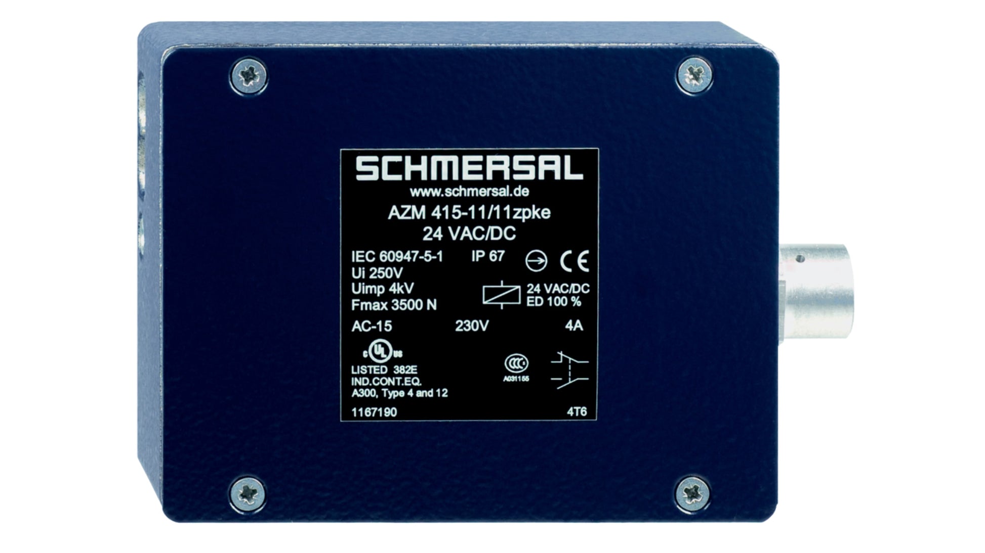 Schmersal AZM 415 Series Solenoid Interlock Switch รหัส AZM415-11/11 ZPKE 24VAC/DC-M20