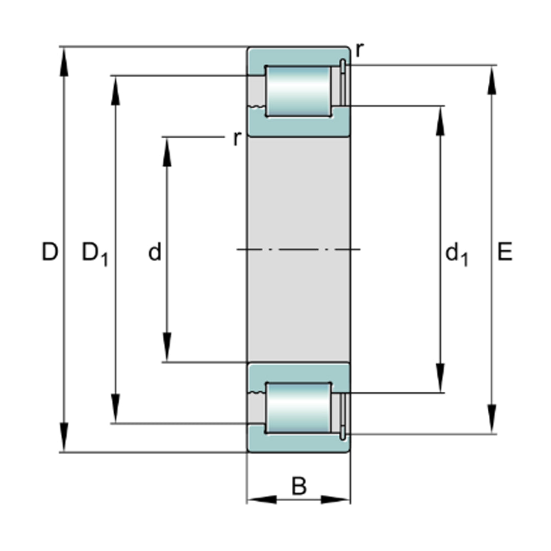 Bearing ตลับลูกปืน INA Cylindrical roller bearing code SL181860-E-C3