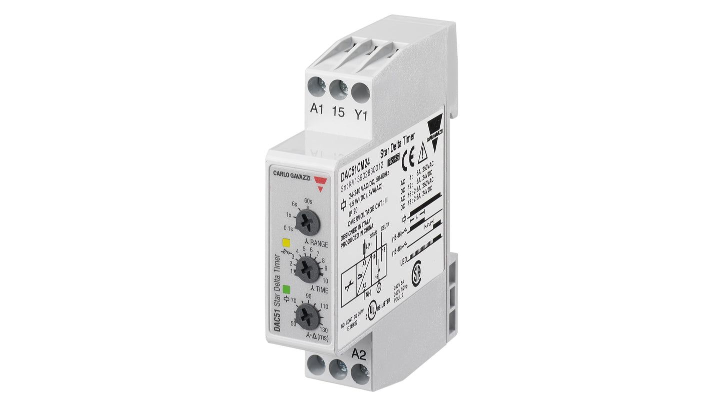 Carlo Gavazzi DAC51C Series DIN Rail Mount Timer Relay Code DAC51CM24