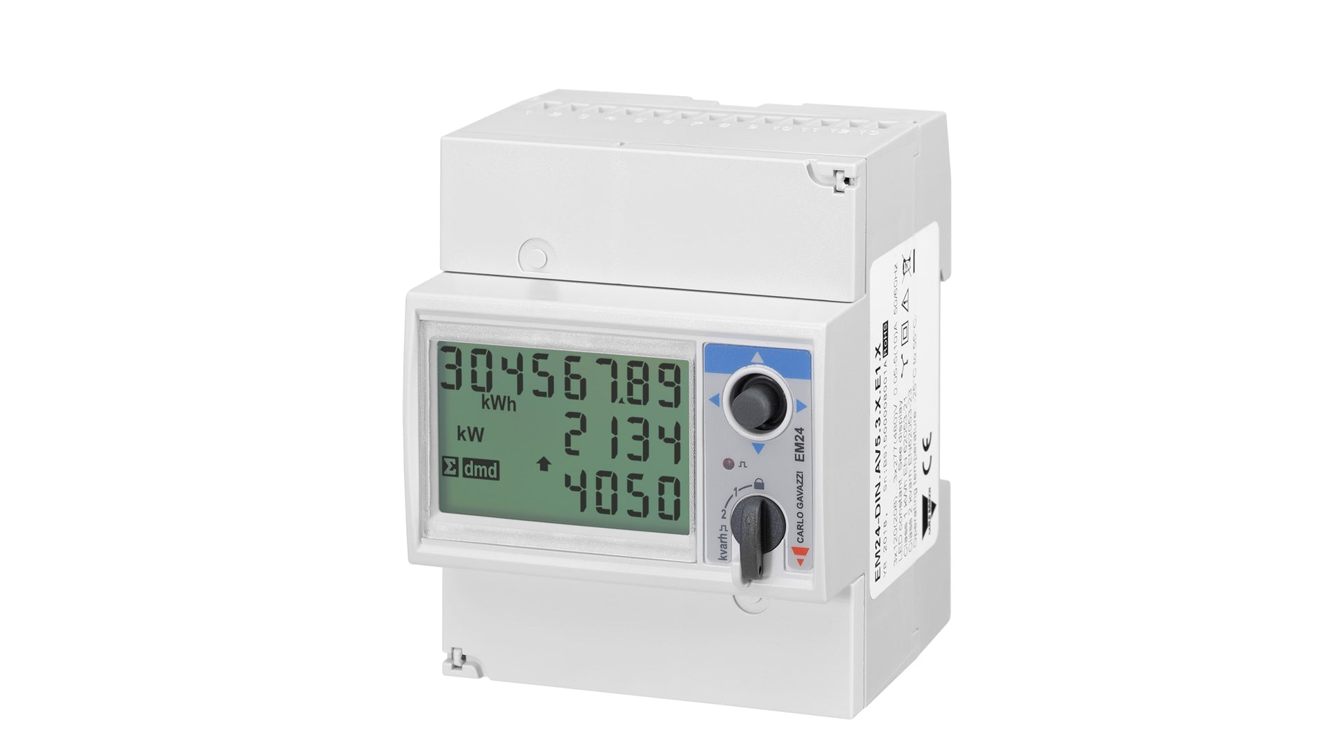 Carlo Gavazzi 3 Phase LCD Display Energy Meter Code EM24DINAV53DO2X