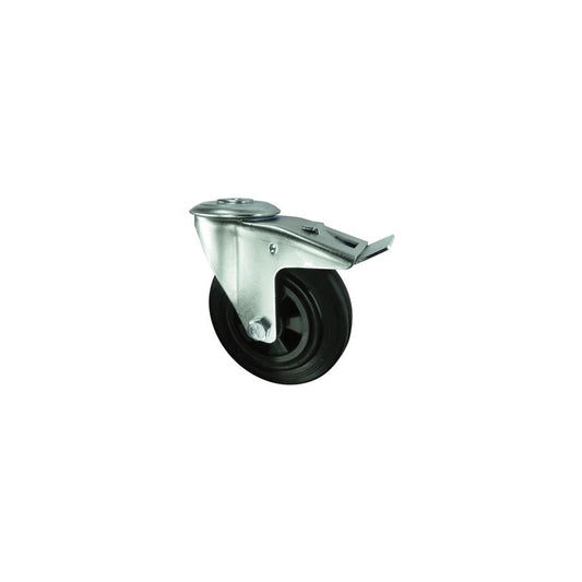 BRAKED SWIVEL BOLT HOLE100mm RUBBER TYRE POLY CTR รหัส ATL9451788K