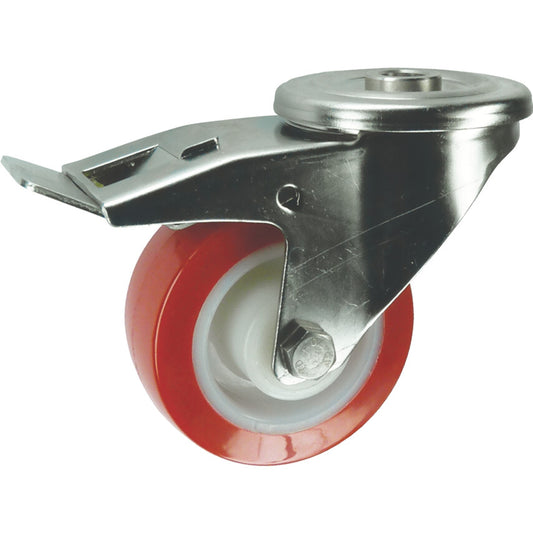 SS BRAKED SWIVEL BOLT HOLE 100mmPOLYURETHANE TYRE รหัส ATL9457402L