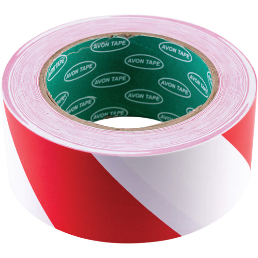 50mm x 33m RED/WHITE HAZARDMARKING TAPE
