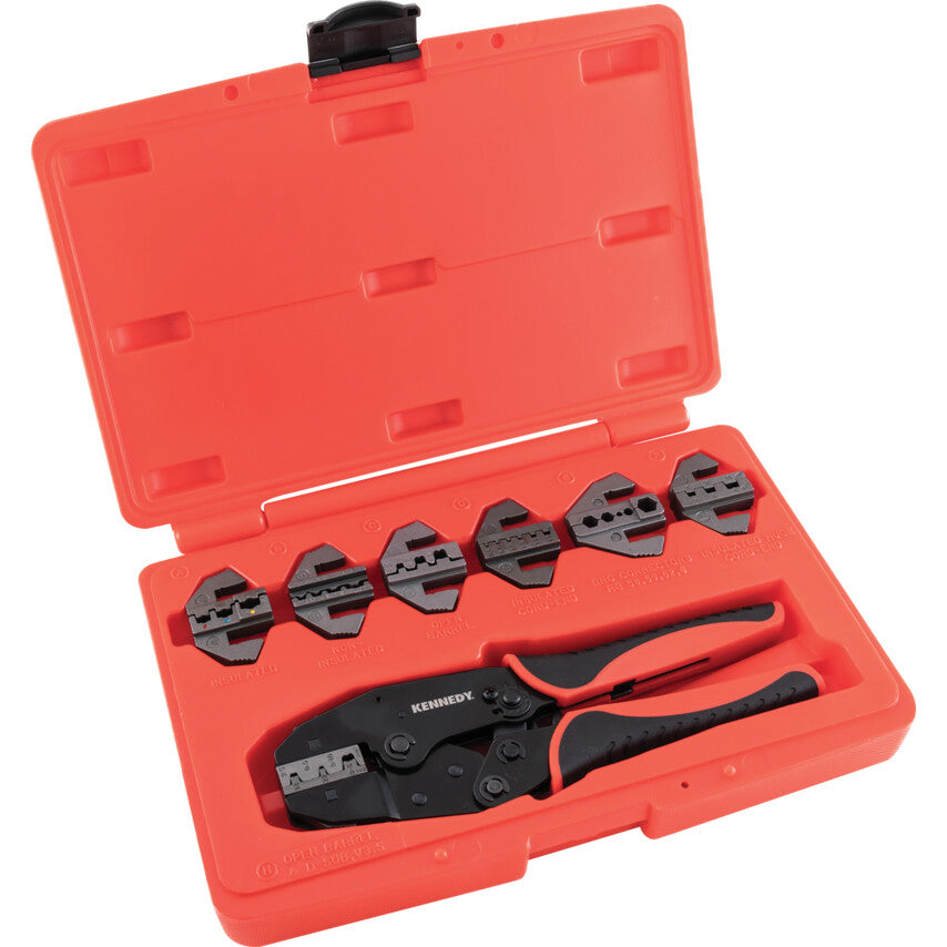 RATCHET CRIMPING TOOL C/WINTERCHANGEABLE JAWS 8PC
