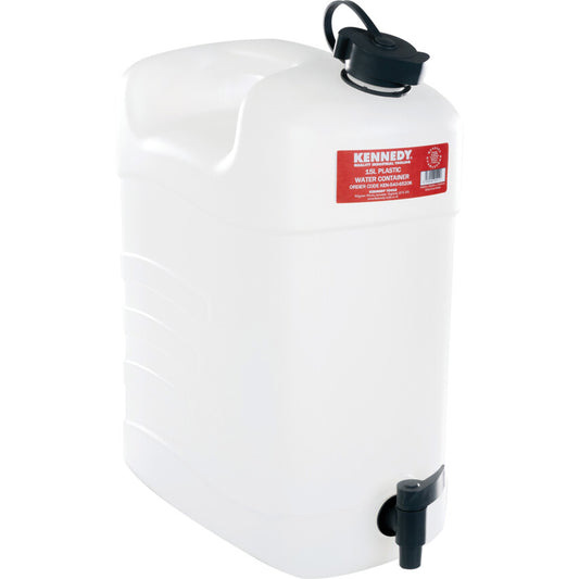 PLASTIC WATER CONTAINER C/W TAP 15LTR