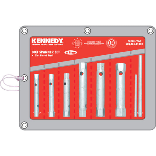 6-PCE BOX SPANNER SET 1/4-3/4 A/F C/W TOMMY BARS