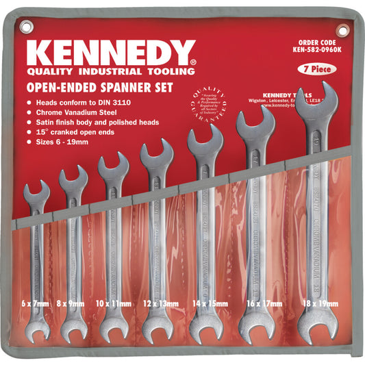 6-19mm CV OPEN END SPANNER SET 7PC