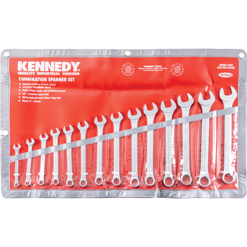 6-19mm CV COMBINATION SPANNER SET 14PC