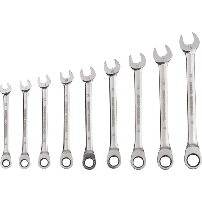10-19mm RATCHET COMBINATIONSPANNER SET 9PC