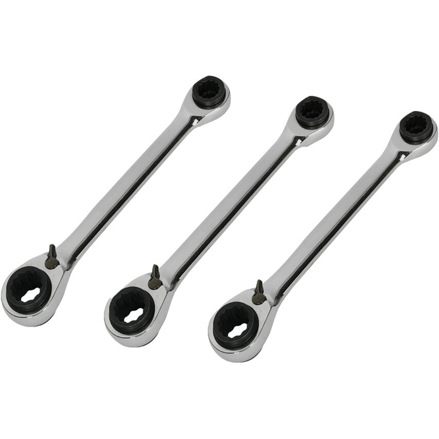 4-IN-1 RATCHET RING REVERSIBLESPANNER SET 3PC