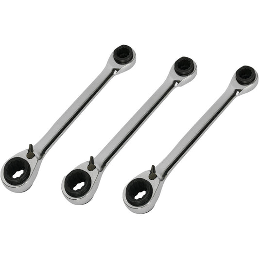 4-IN-1 RATCHET RING REVERSIBLESPANNER SET 3PC