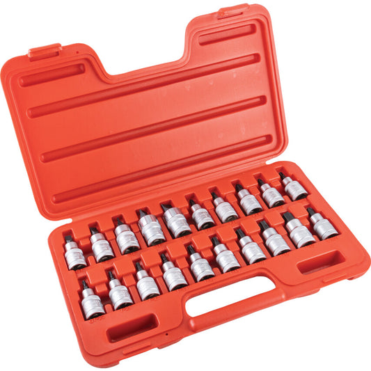MECH TORX & S/DRIVE BIT SET 1/2"SQ DR 20 PC