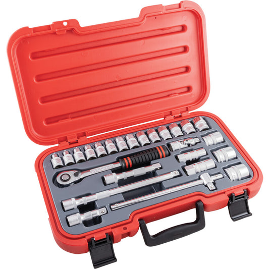METRIC SOCKET SET 25PC 1/2" SQ DR