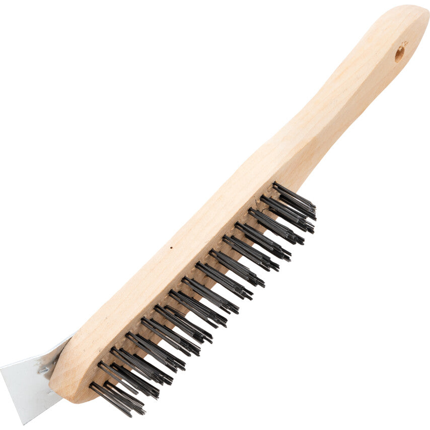 4-ROW WIRE SCRATCH BRUSHWITH SCRAPER