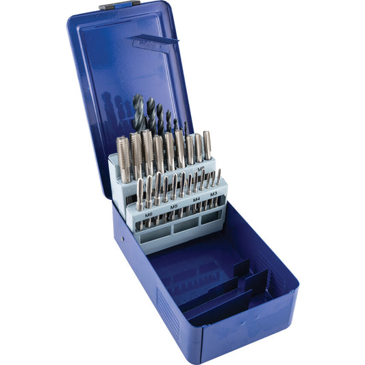 M3-M12 เหล็กไฮสปีด TAP & DRILL SET 28PCE