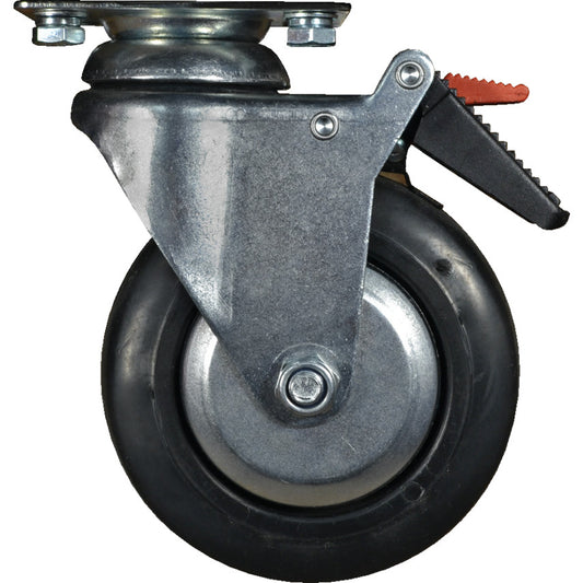 SET OF (4) CASTORS 5x2" TPR 2xFIX, 2x SWIV, FULL BRAKE: KEN PRO