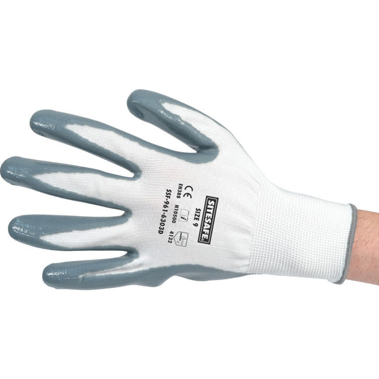 SITESAFE FLAT NITRILE COATED GLOVES    SZ.9 รหัส SSF9616303D