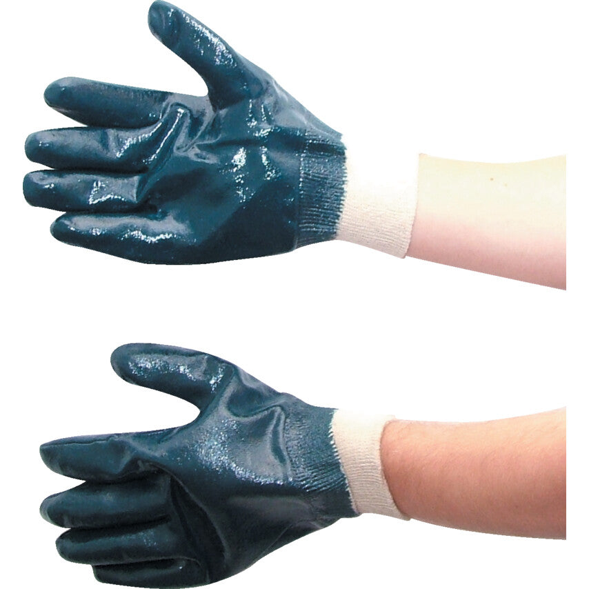 H/D NITRILE COATED K/W GLOVE BLUE SZ.9 รหัส TFF9612760K